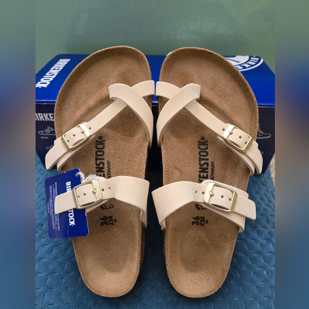 Birkenstock Mayari nubuck in ecru, size 36
